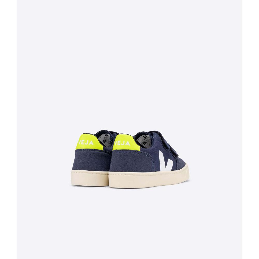 Kids' Veja V-12 CANVAS Sneakers Blue | ZA 869WNB